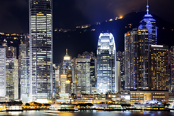 Image showing hong kong office buildings at night