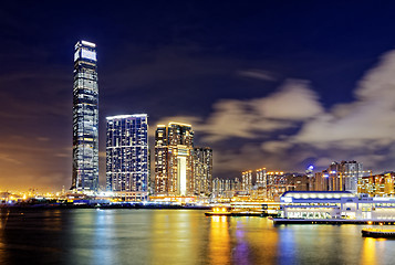 Image showing hong kong office buildings at night