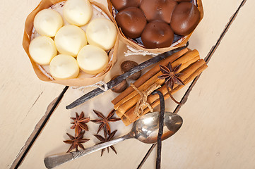 Image showing chocolate vanilla and spices cream cake dessert 