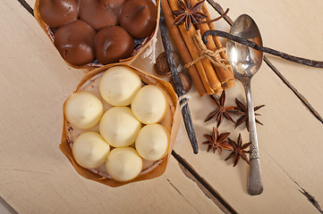 Image showing chocolate vanilla and spices cream cake dessert 