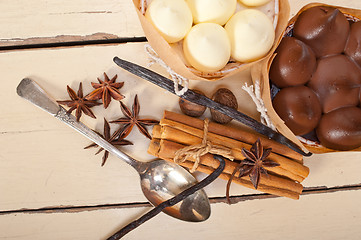 Image showing chocolate vanilla and spices cream cake dessert 