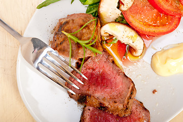 Image showing beef filet mignon grilled with vegetables