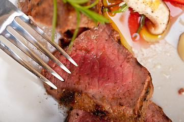 Image showing beef filet mignon grilled with vegetables