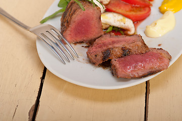 Image showing beef filet mignon grilled with vegetables