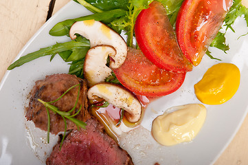 Image showing beef filet mignon grilled with vegetables