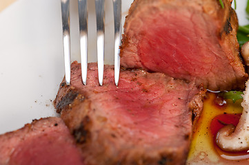 Image showing beef filet mignon grilled with vegetables