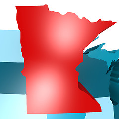 Image showing Minnesota map on blue USA map