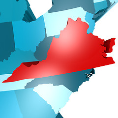 Image showing Virginia map on blue USA map