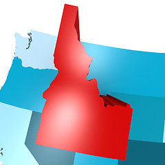 Image showing Idaho map on blue USA map
