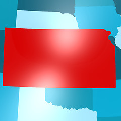 Image showing Kansas map on blue USA map