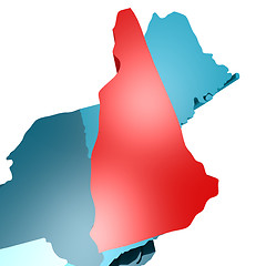 Image showing New Hampshire map on blue USA map