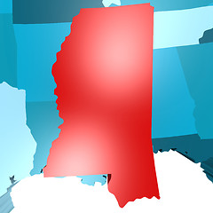 Image showing Mississippi map on blue USA map