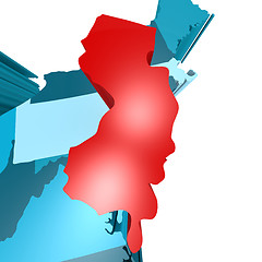 Image showing New Jersey map on blue USA map