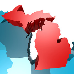 Image showing Michigan map on blue USA map