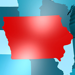 Image showing Iowa map on blue USA map