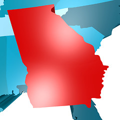 Image showing Georgia map on blue USA map
