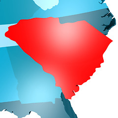 Image showing South Carolina map on blue USA map