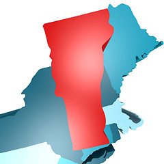 Image showing Vermont map on blue USA map