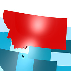 Image showing Montana map on blue USA map