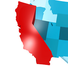 Image showing California map on blue USA map