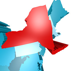 Image showing New York map on blue USA map