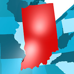 Image showing Indiana map on blue USA map