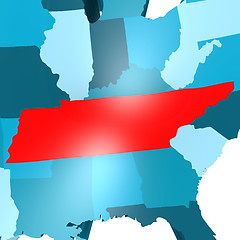 Image showing Tennessee map on blue USA map