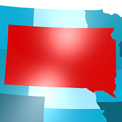 Image showing South Dakota map on blue USA map