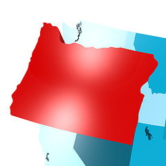 Image showing Oregon map on blue USA map