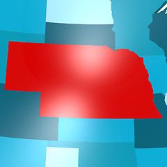 Image showing Nebraska map on blue USA map