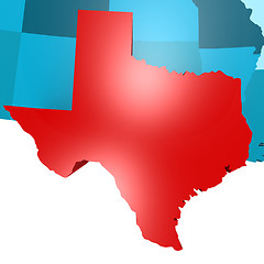 Image showing Texas map on blue USA map