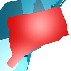 Image showing Connecticut map on blue USA map