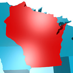 Image showing Wisconsin map on blue USA map