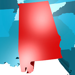 Image showing Alabama map on blue USA map
