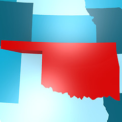 Image showing Oklahoma map on blue USA map