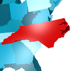 Image showing North Carolina map on blue USA map