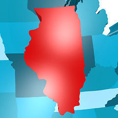 Image showing Illinois map on blue USA map