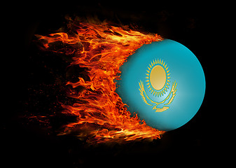 Image showing Flag with a trail of fire - Kazakhstan