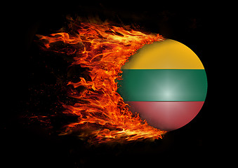 Image showing Flag with a trail of fire - Lithuania