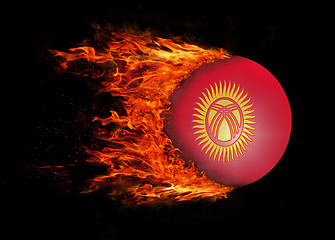 Image showing Flag with a trail of fire - Kyrgyzstan