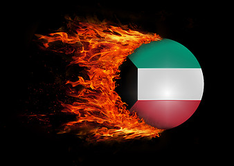 Image showing Flag with a trail of fire - Kuwait