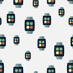 Image showing Vector seamless pattern of smart watches. 