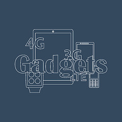 Image showing Vector illustration of gadget icons. Outline style.