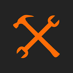 Image showing Crossed orange tools on black
