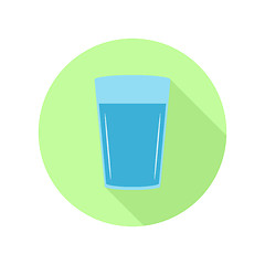 Image showing Glass of water in flat round icon