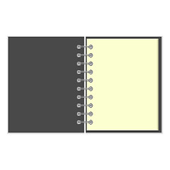 Image showing Open empty notebook with grey cover