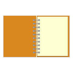 Image showing Open empty notebook with orange cover