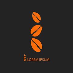 Image showing Three orange coffee beans as logo on black