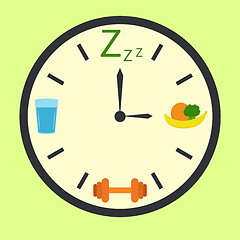 Image showing Healthy life concept with clock illustration