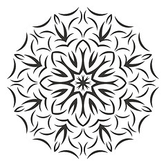Image showing Round black flower pattern on white background